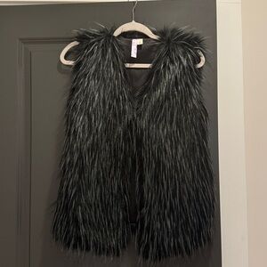 Black/Gray Faux Fur Vest